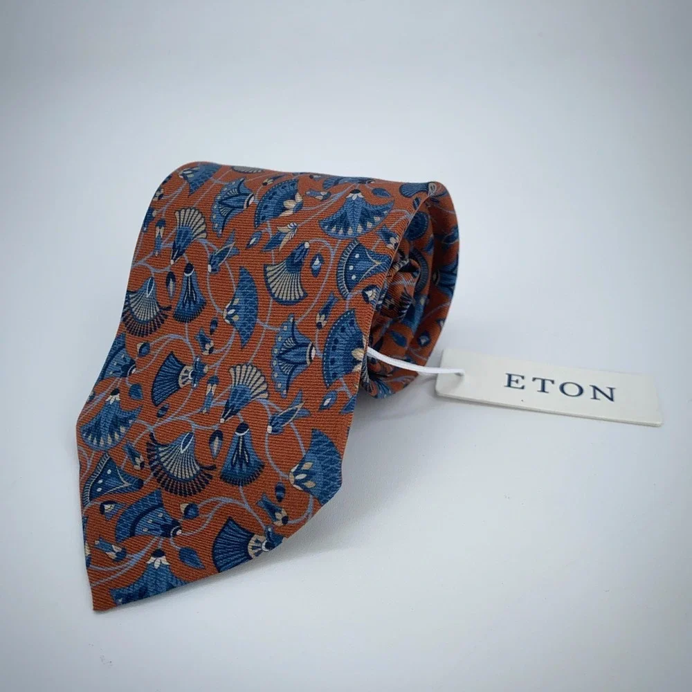 Eton Tie Mens One Size Colorful Floral‎ Silk Classic Fit Necktie Italy Made NWT